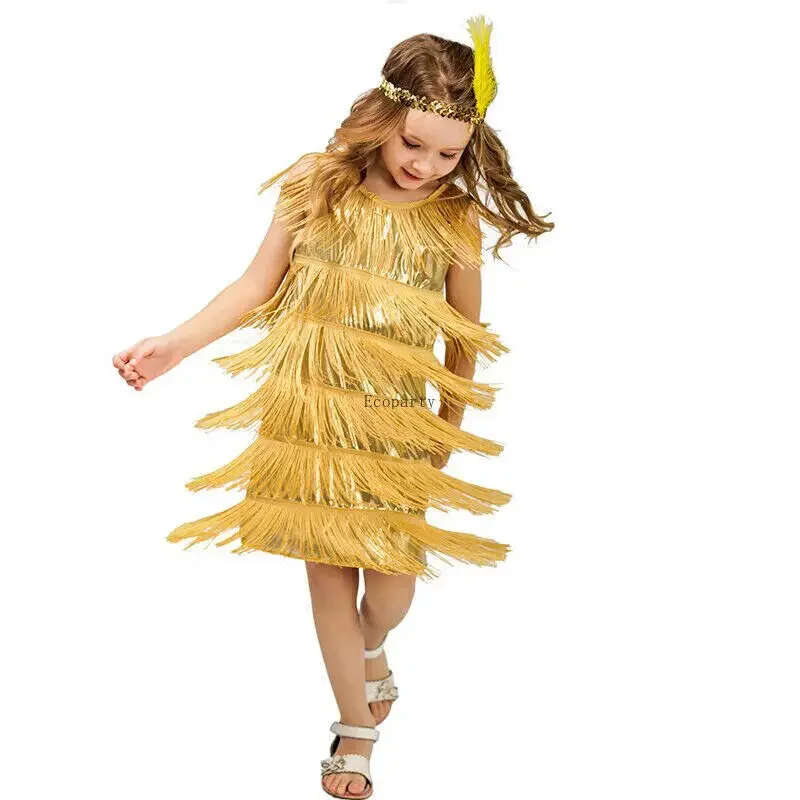 1920S Charleston Chicago Gatsby Fringe Kids Fancy Dress Up Kostuum Halloween Kostuums Kostume Motoparty Voor Kinderen Meisjes Flapper