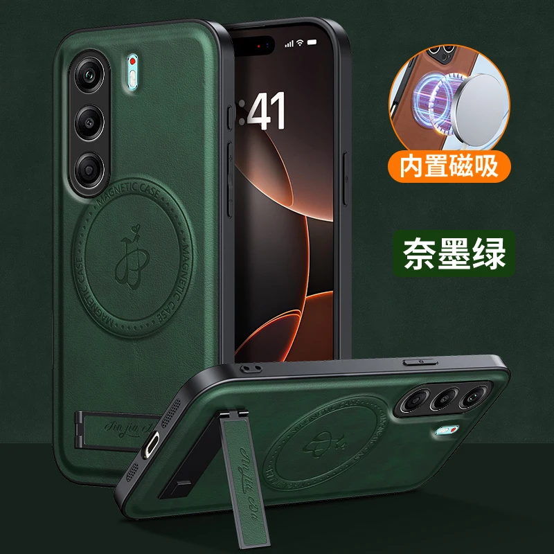 

Кожаный чехол-держатель с магнитом для Tecno Camon 40 Pro 4G 5G, с беспроводной зарядкой, защитой объектива, мягкий силиконовый чехол-накладка