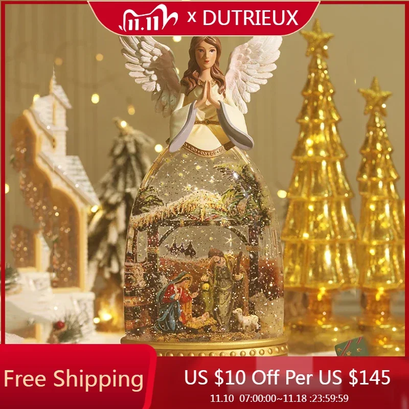 

Creative Gift Christmas Guardian Angel Luminous Snow Music Crystal Ball Girlfriend Wedding Tabletop Ornament Home Decoration