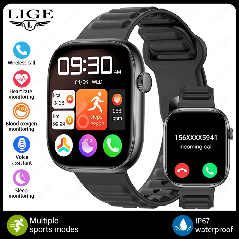

LIGE Smart Watches For Women Health Sports Lady Men Luxury Watch Heart Rate Sleep Monitor Waterproof Bluetooth Call Smartwatch
