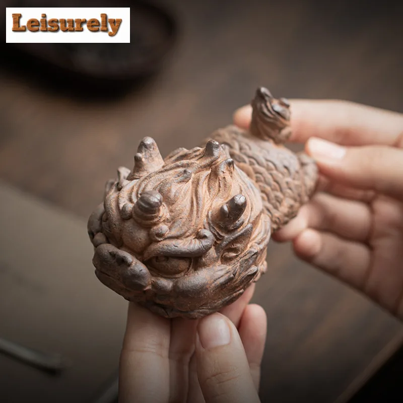 قديم روك الطين لطيف فورتشن كيلين الشاي الحيوانات الأليفة خمر الزهرية المناظر الطبيعية الشاي تمثال اللعب الشاي تمثال الحلي لوازم الحرفية