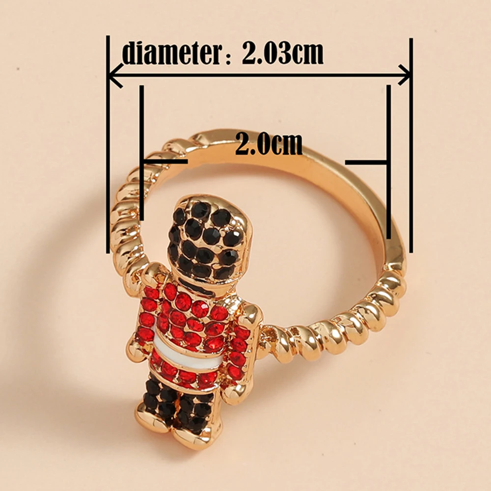 Nutcracker with Crystal Ring Sparkling Luxury Cartoon Jewelry Accessories Lovely Ring for Women Girls Gift