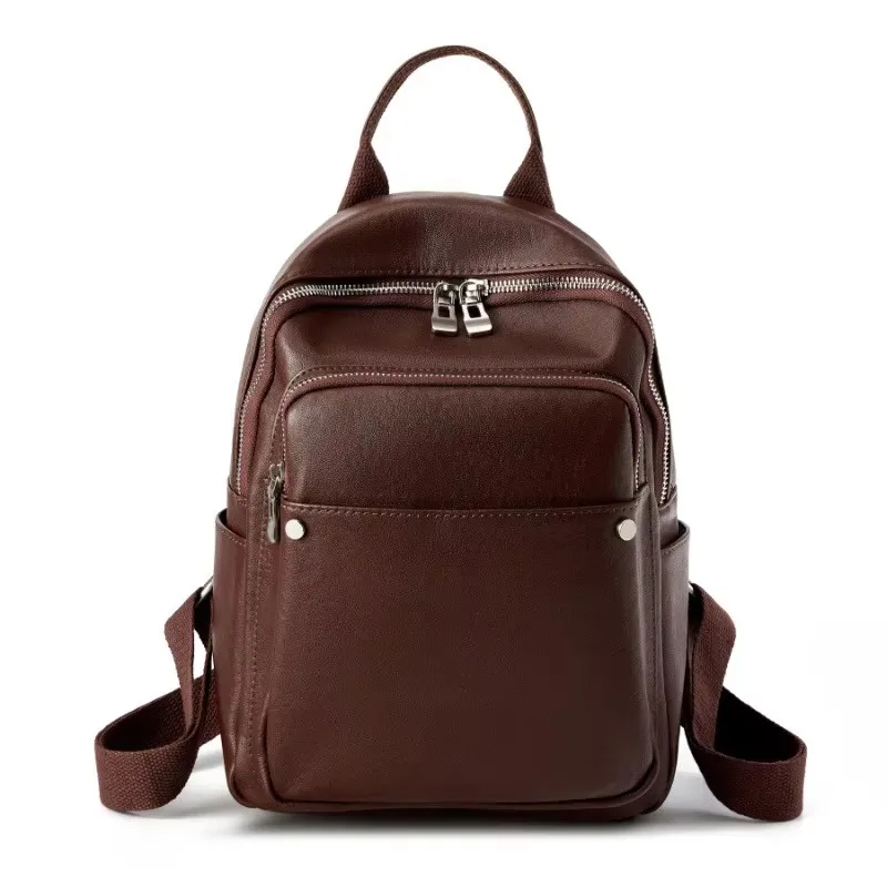 2026 New Daily Genuine Leather Backpack Woman Fashion Ladies Travel Shoulder Bag Small Oilwax Cow Leather Bagpack