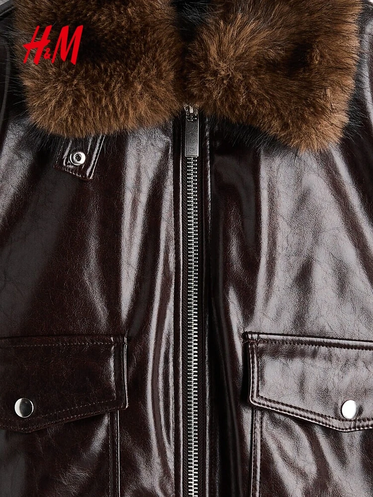 Nova Coleção Primavera: Jaqueta Feminina H&M Retrô Curta de Couro PU - Ideal para Jovens e Adultos