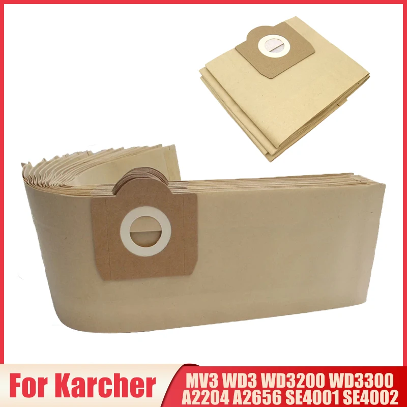 Dust Bags Accessories For Karcher MV3 WD3 WD3200 WD3300 A2204 A2656 Vacuum Cleaner Paper Bags For Rowenta RB88 RU100 RU101