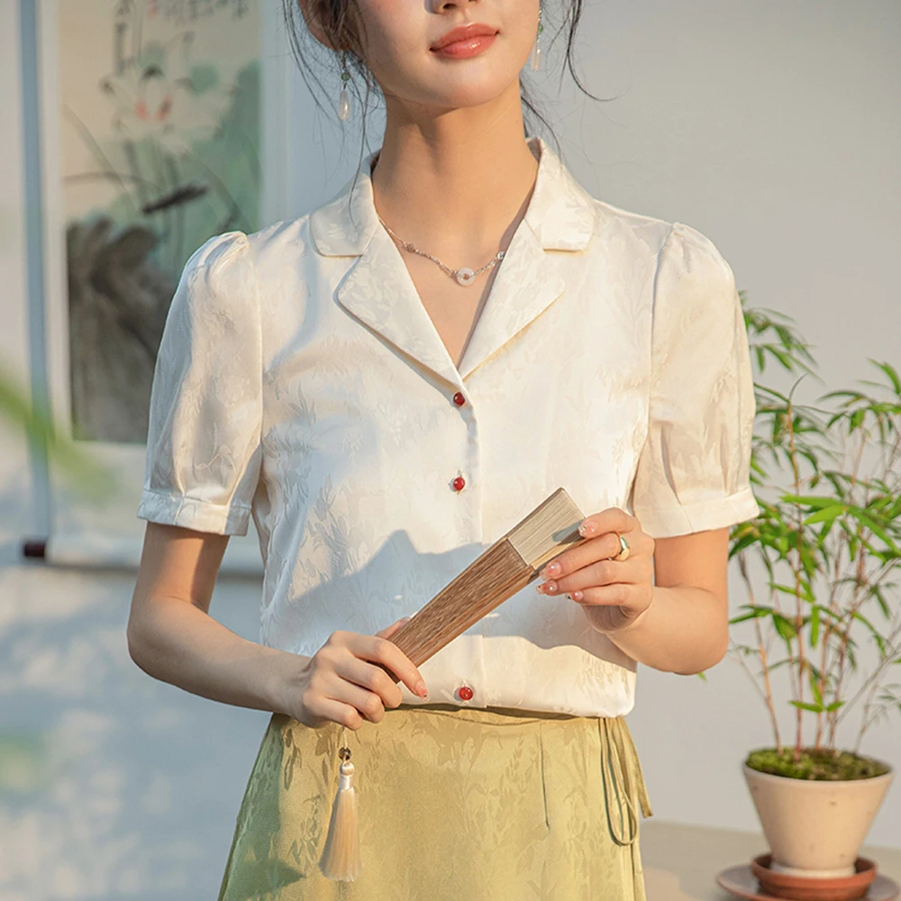 Ladies And Girls Summer Fashion Slim Blouse Shirts Simple Elegant Short Sleeve Women Tops Female Casual All-Match Blouse Shirts
