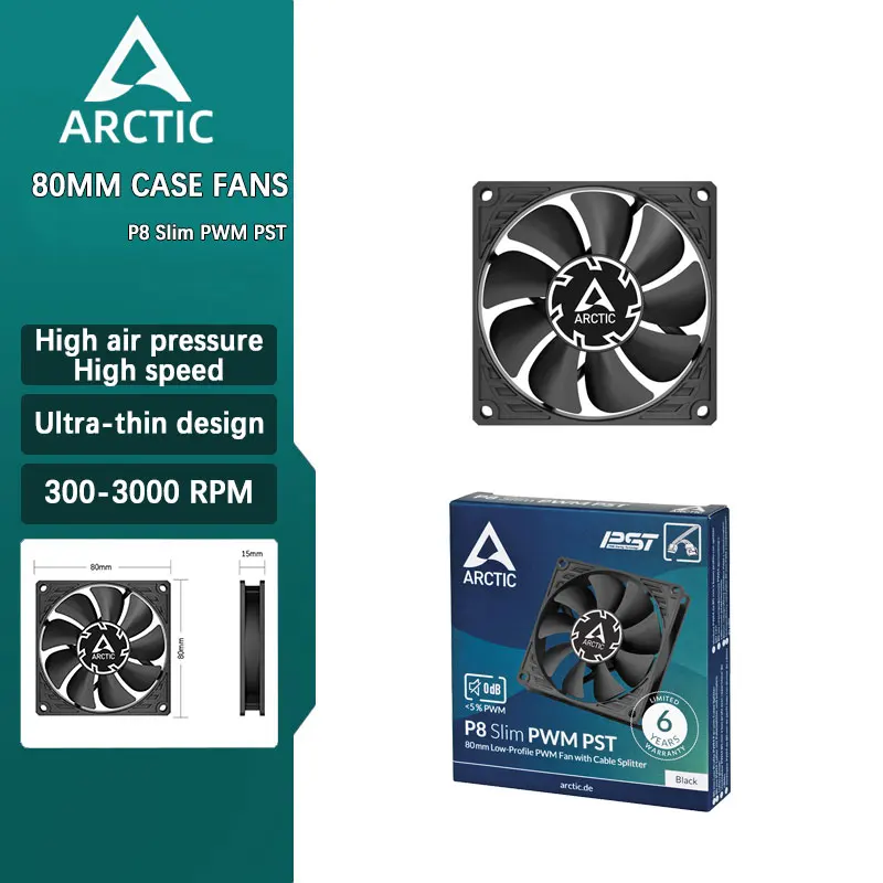 ventoinha-de-alta-pressao-para-computador-de-mesa-arctic-p8-slim-pwm-pst-8-cm-com-grande-fluxo-de-ar-controle-de-temperatura-pwm-ventoinhas-de-resfriamento-de-80-mm