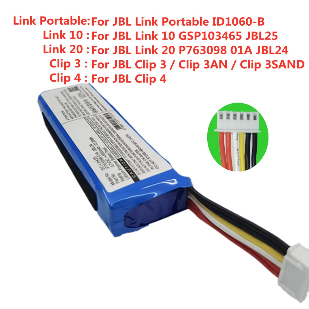 Nueva batería de altavoz para JBL Link 20 10 /Link Portable Link20 Link10 Clip 3 4/Clip 3AN 3SAN Clip3 Clip4 baterías especiales