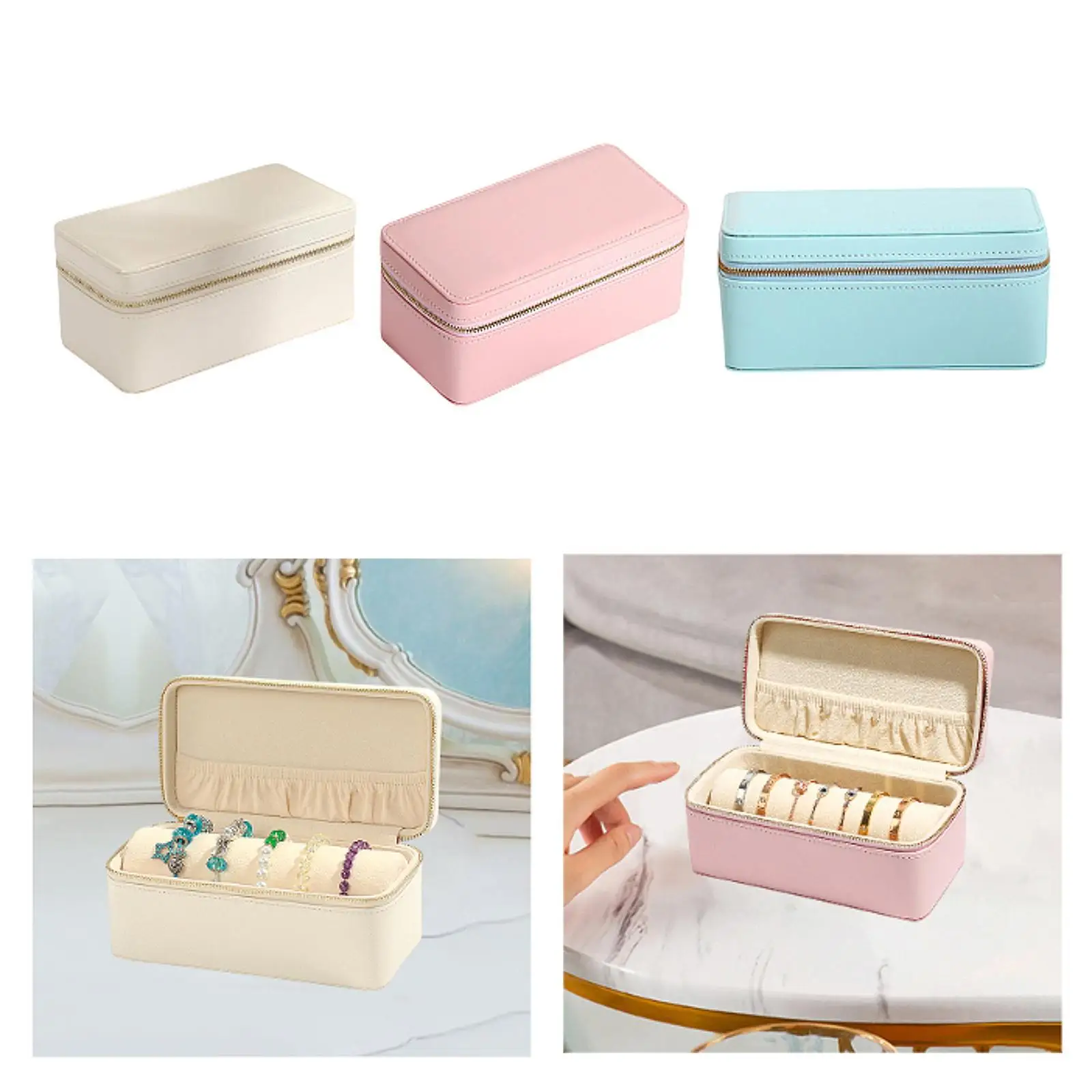Portable Bangle Case PU Leather Bracelet Storage Box Jewelry Display Organizer for Watch Holder Velvet Travel Case