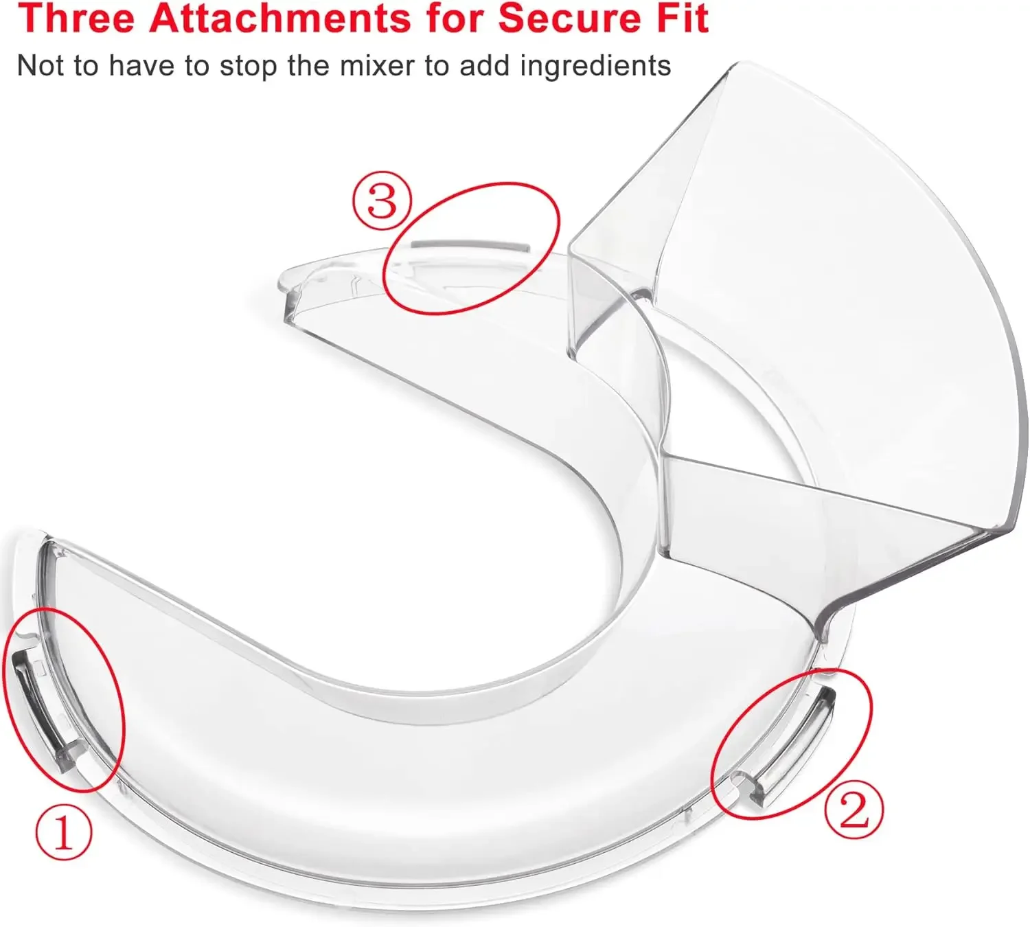 Pouring Shield for KitchenAid 4.5-5 Quart Tilt-Head Stand Mixers Stainless Steel Bowls ONLY - Splash Guard Accessory (Clear)