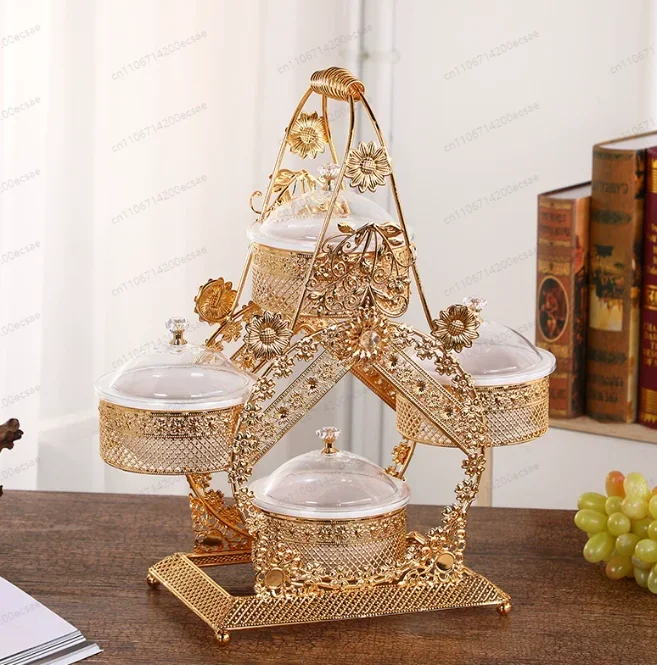 Exquisite Light Luxury 4 Compartment Fruit & Snack Box, Stepped Design for Home Living Room Decor