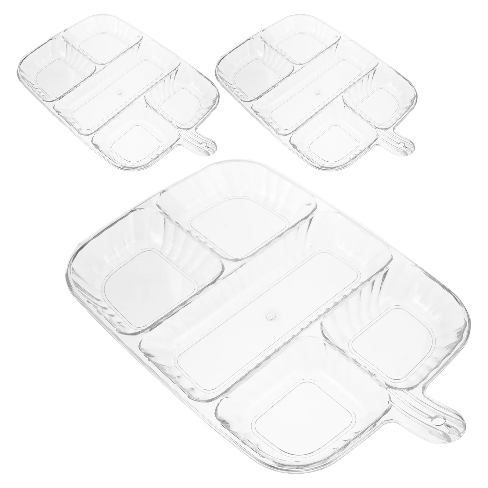 

3Pcs Divided Serving Tray Kitchen Counter Organizer for Food Prep Snack Storage Fruit Nuts Spices Reusable Plastic Compartment