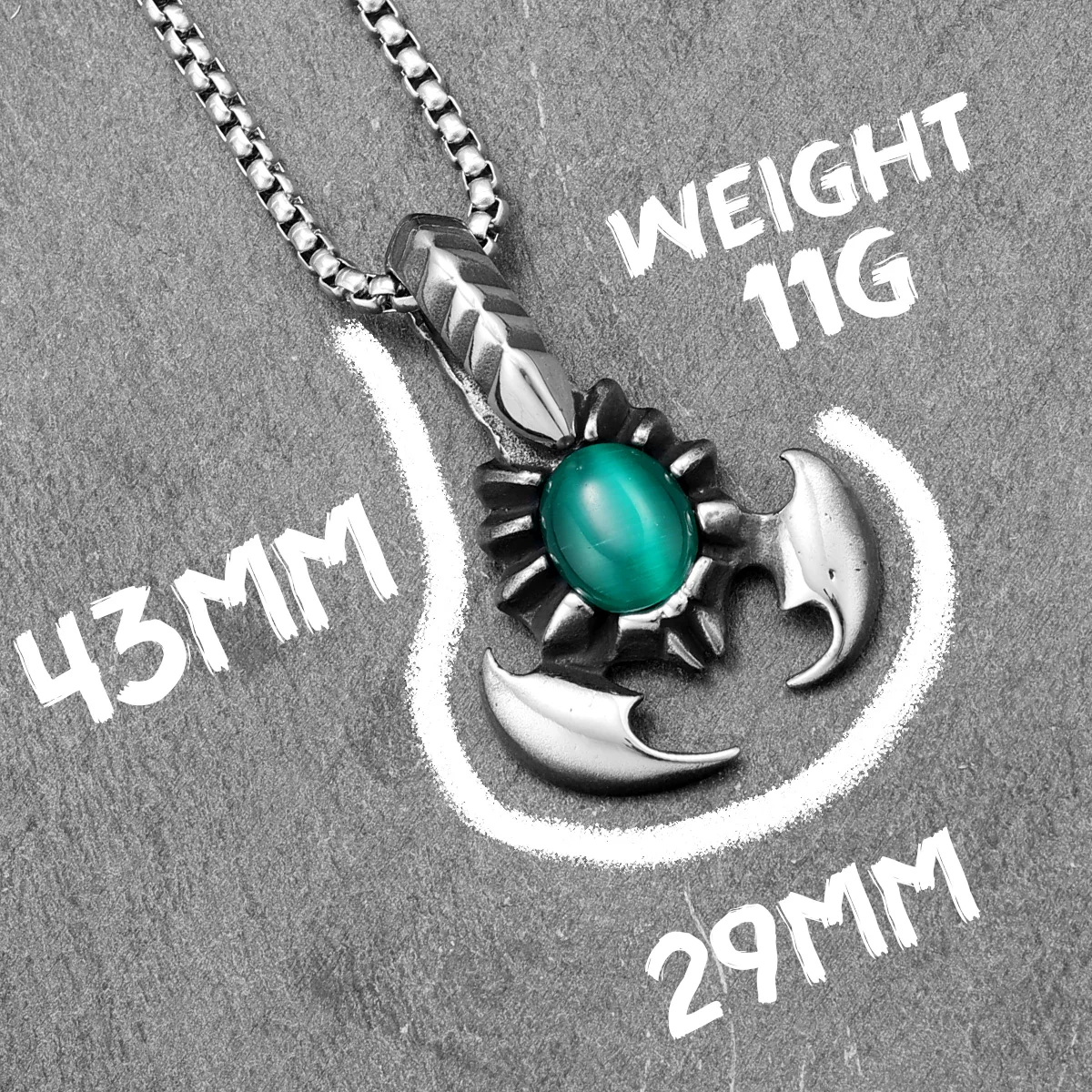 Green Gem Scorpion Pendant Men Necklace 316L Stainless Steel Amulet Chain Rock Rap for Couple Friend Male Jewelry Gift Wholesale