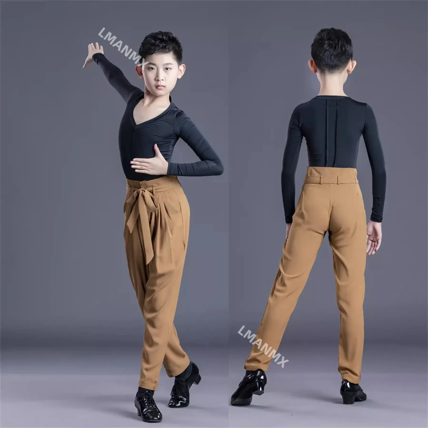 جديد وصول رمادي اللون الصبي اللاتينية الرقص السراويل الفتيان قاعة الرقص السراويل الأطفال الدانتيل متابعة الخصر تشا تشا/رومبا/السامبا السراويل