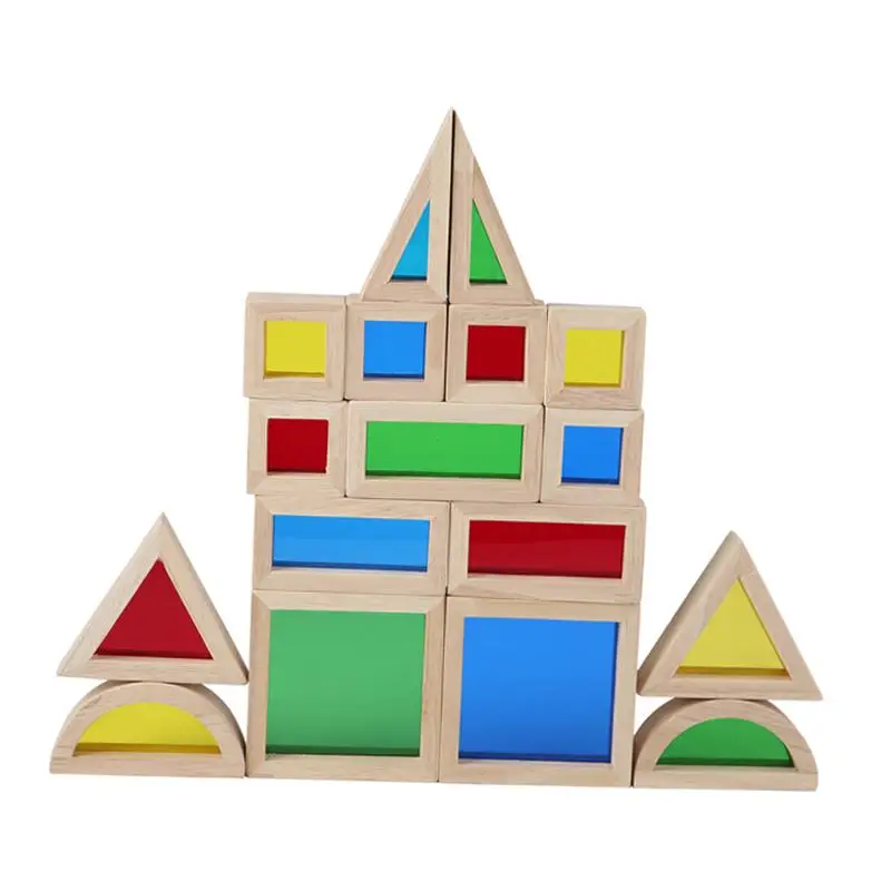 17x Rainbow Stacker Stapelspiel Konstruktionsspielzeug, Montessori-Spielzeug für Jungen und Mädchen, Valentinstagsgeschenke, Geometrie-Holzblöcke