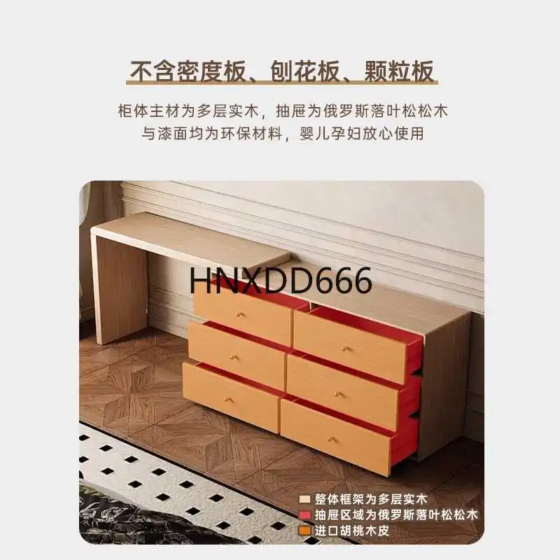 طاولة مكياج باللون الأسود من خشب الجوز مع مساحة تخزين وأثاث غرفة نوم مدمجة ومكتب مدمج مع أدراج لتوفير المساحة