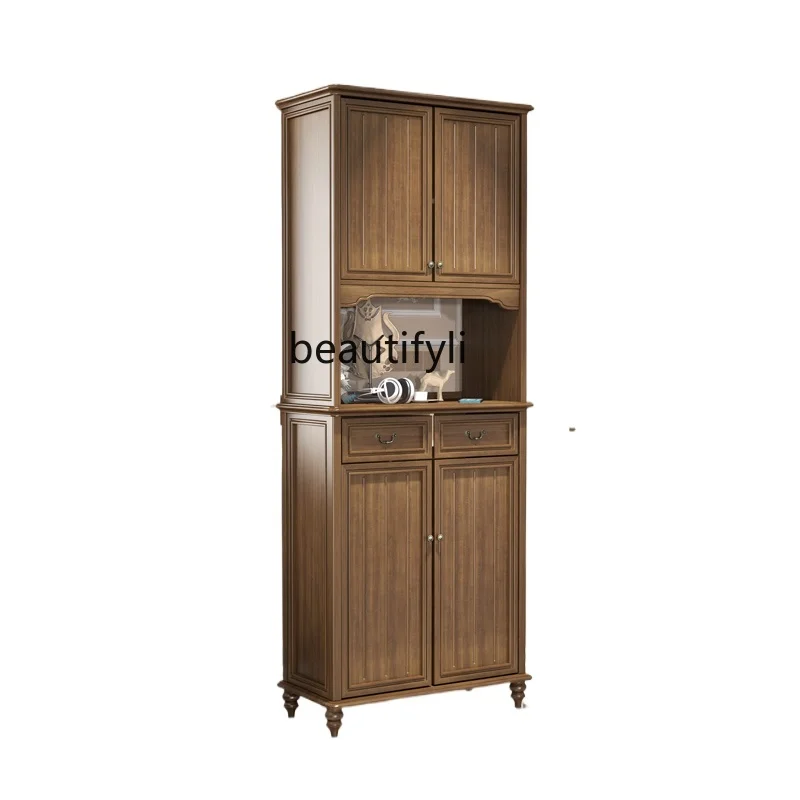 

Pure solid wood 1/2/3 door high vertical door shoe cabinet home door large capacity American porch storage locker