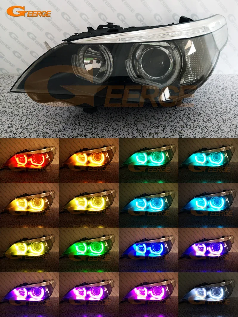 

Для BMW E60 E61 M5 Pre LCI 2003-2006 2007 Bluetooth APP Дневной свет Многоцветный DTM M4 Стиль RGB LED Angel Eyes Kit Halo Rings