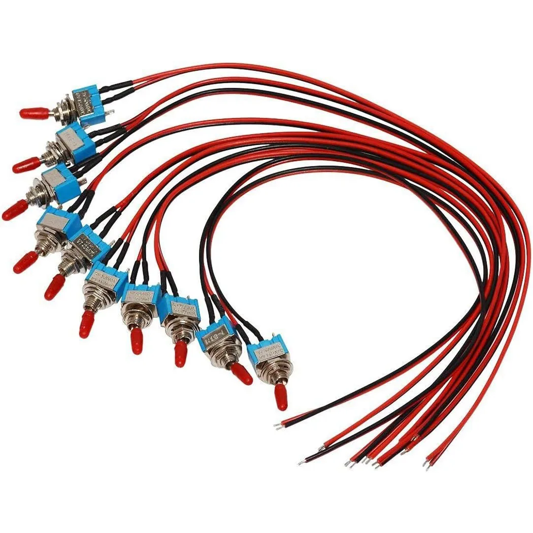 5PCS Toggle Switch,ON/Off SPST Switch with Pre-soldered Wire,3v/5v/12v/24v/72v/110v/220v/240v/Mini Toggle Switches for car,Truck