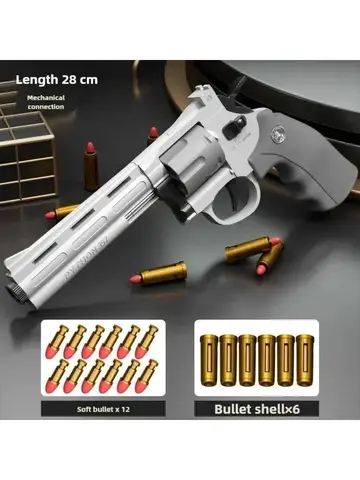 For Continuous Firing ZP5 357 Revolver Launcher Pistol Soft Dart Bullet Toy Gun for Outdoor Battle Game Play for Kids and Adults