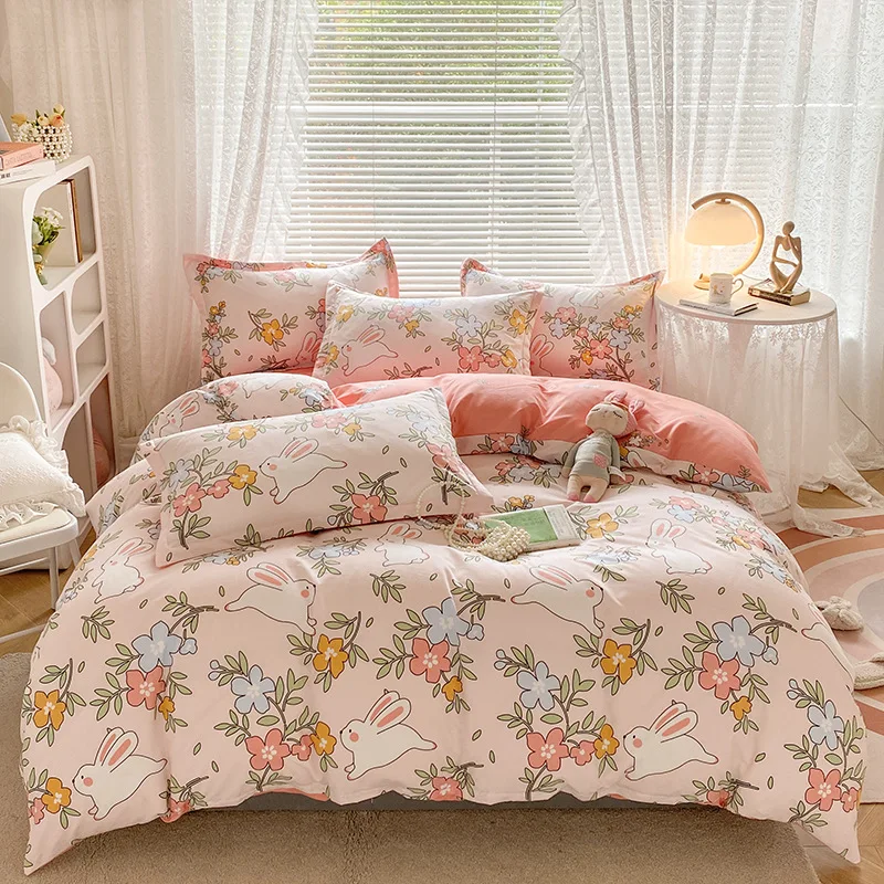 

Autumn-style thickened brushed washed cotton four-piece bedding set