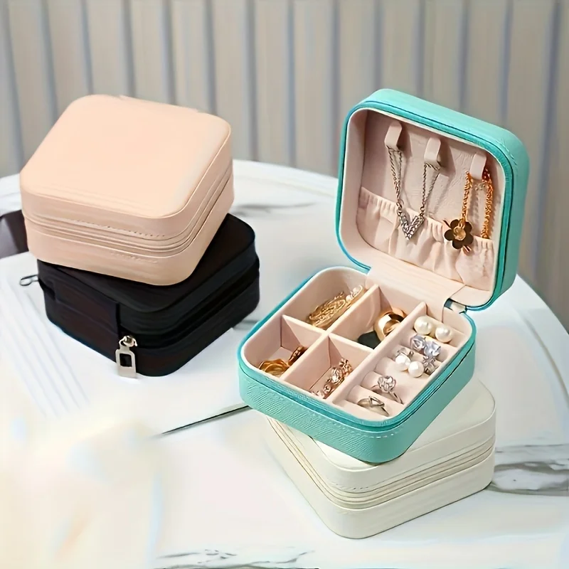 

Travel Jewelry Case - Portable Organizer for Rings, Earrings, Necklaces and Bracelets - Perfect Gift for Women
