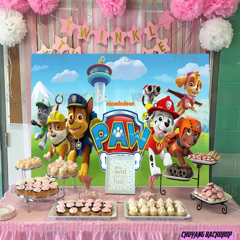 Fondo de la patrulla canina para niños y niñas, pancarta de fondo de rescate de emergencia de fuego rojo, Marshall, Skye, perros, Chase, fiesta de cumpleaños, Baby Shower