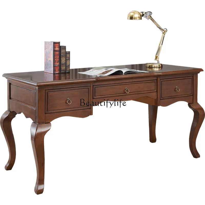 

European-Style Solid Wood Desk American Office Desk Computer Home Writing Desk