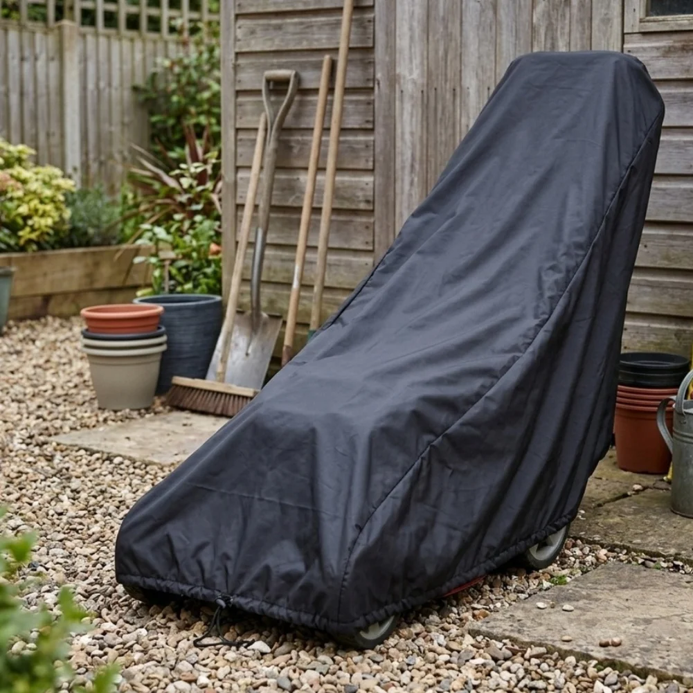 Oxford Cloth Cover for Lawn Mowers Designed to Fit Push Models with Drawstring to Prevent Blow-Off in Windy Environments