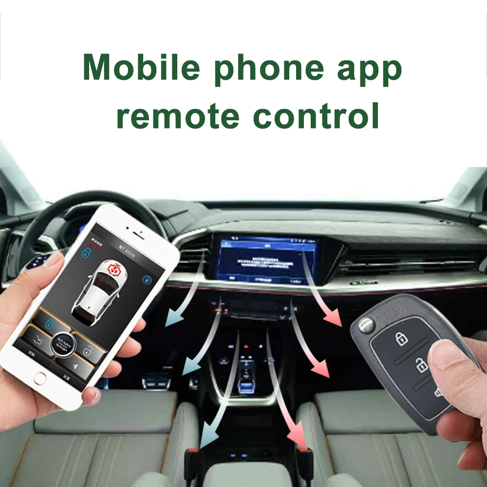 Car Remote Control APP Car Keyless Entry Engine Start Alarm System Push Button Remote Starter Stop Auto G6212