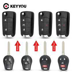 KEYYOU-carcasa plegable para coche, carcasa con 2/3/4 botones, para Nissan Juke, March, Qashqai, Sunny, Sylphy, Tiida, x-trail