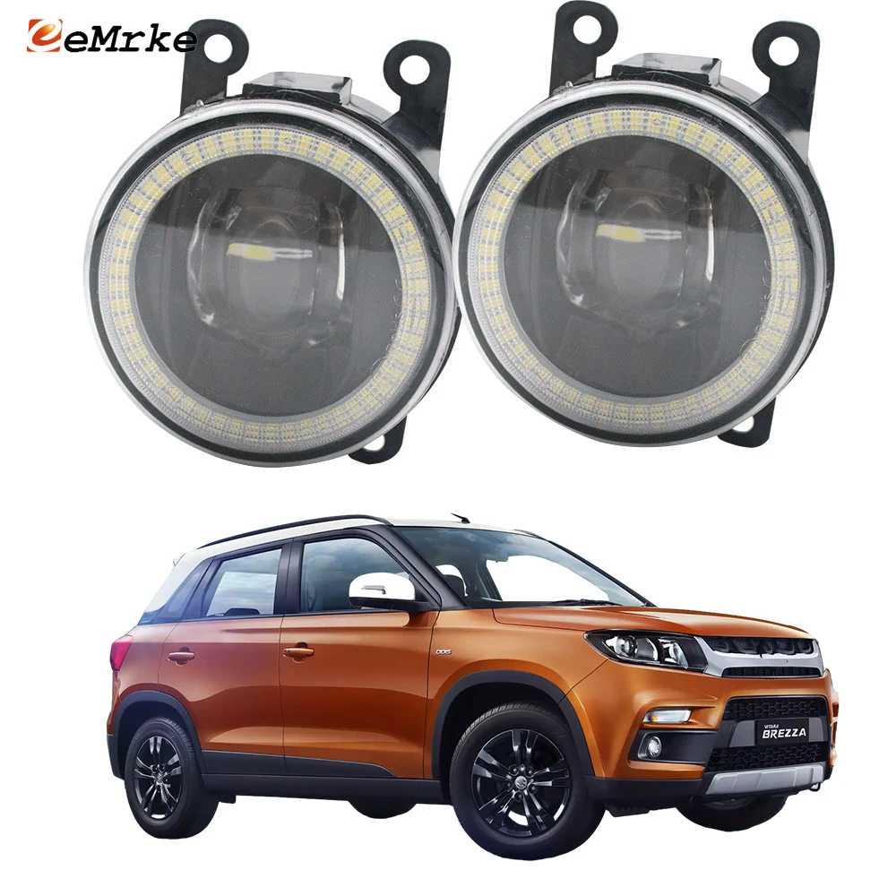 LED Car Lens Fog Lamp Assembly Angel Eye Aperture Daytime Running Lights PTF for Suzuki Vitara Brezza 2016 2017 2018 2019 2020