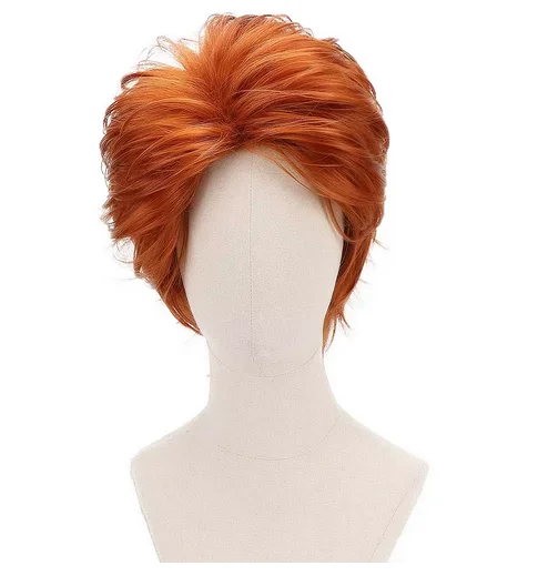 Short Orange Cosplay Wig-Man Synthetic Anime Role Play Wigs for Party Jesus Hair Halloween Costume Wig