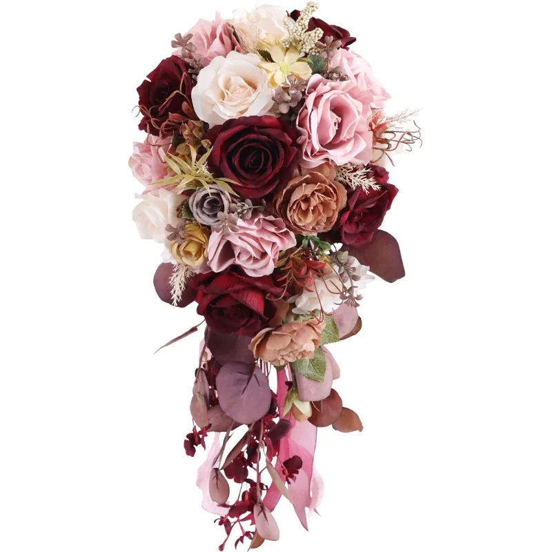 

European Wedding Bride Water Drop Waterfall Bouquet Simulated Flower Wedding Floral Arrangement Wedding Photo Bouquet