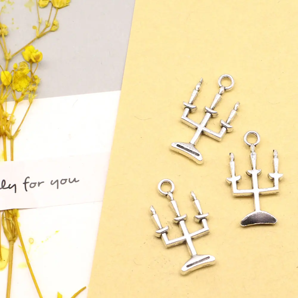 10pcs 8x24mm Candlestick Charms Pendants For Jewelry Art Crafts Diy Woman Jewelri Antique Silver Color