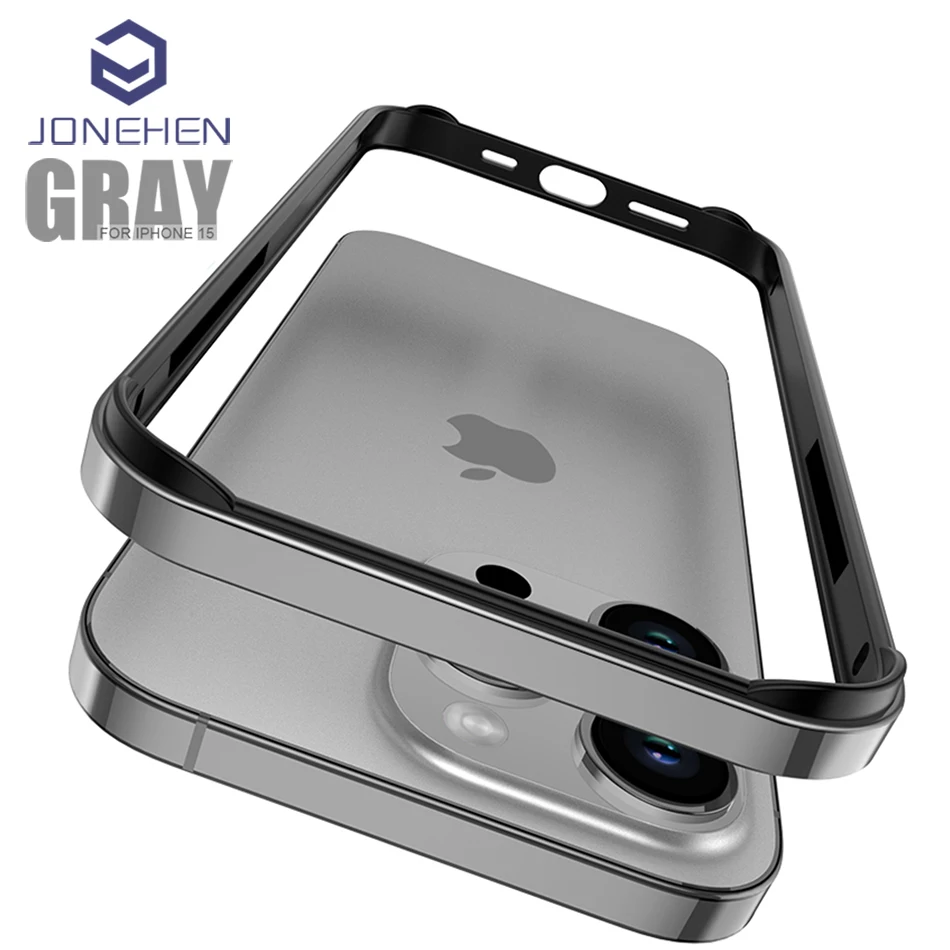 Bumper Case For iPhone 14 13 12 Mini 15 Pro Max 14Pro XR XS 7 8 Plus Luxury Light Aluminum Metal Silicone Frame Accessories