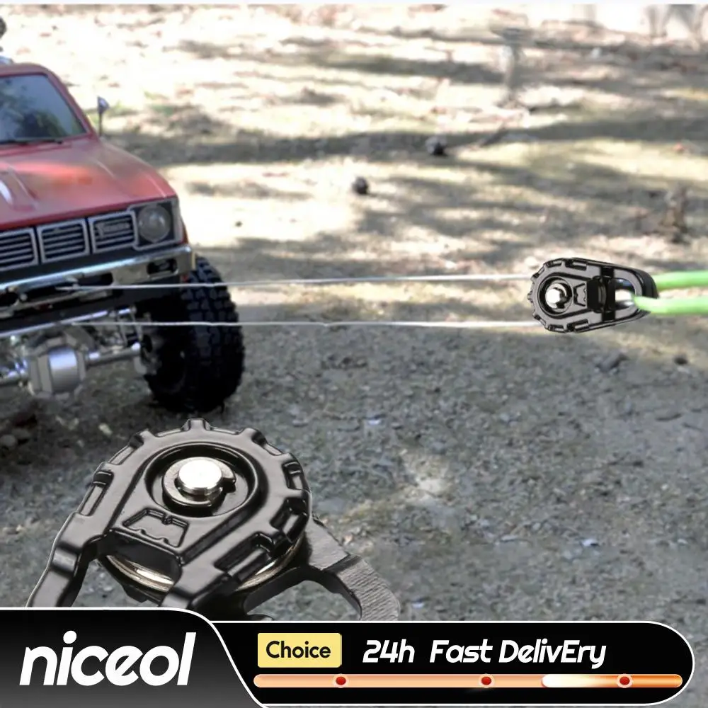 Black Tow Rope Winch Snatch Block for 1/10 RC Crawler RC4WD Tamiya Car Accessory