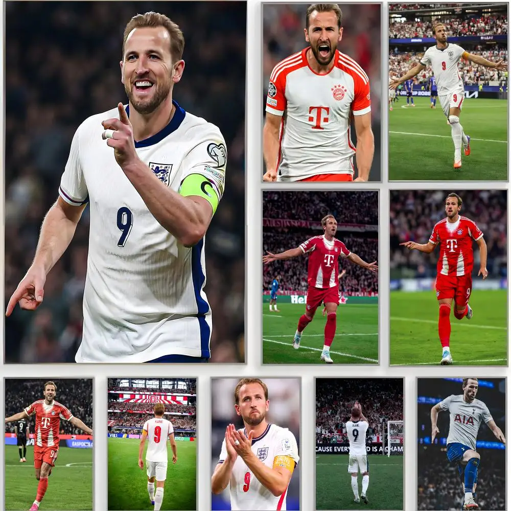football theme Harry Kane Poster Classic Wall Art  Home Decor  Peel and Stick Unframed
