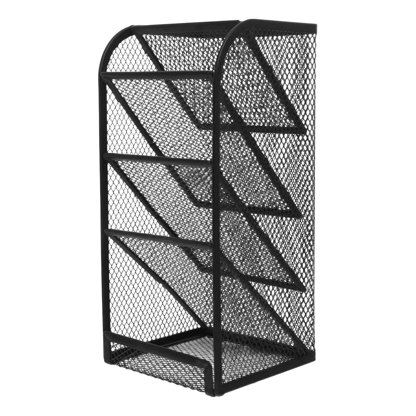

Metal Desk Pencil Holder Slanted Design Desktop Organizer Stationery Storage Stand Office Home School Metal Desk Pencil Holder