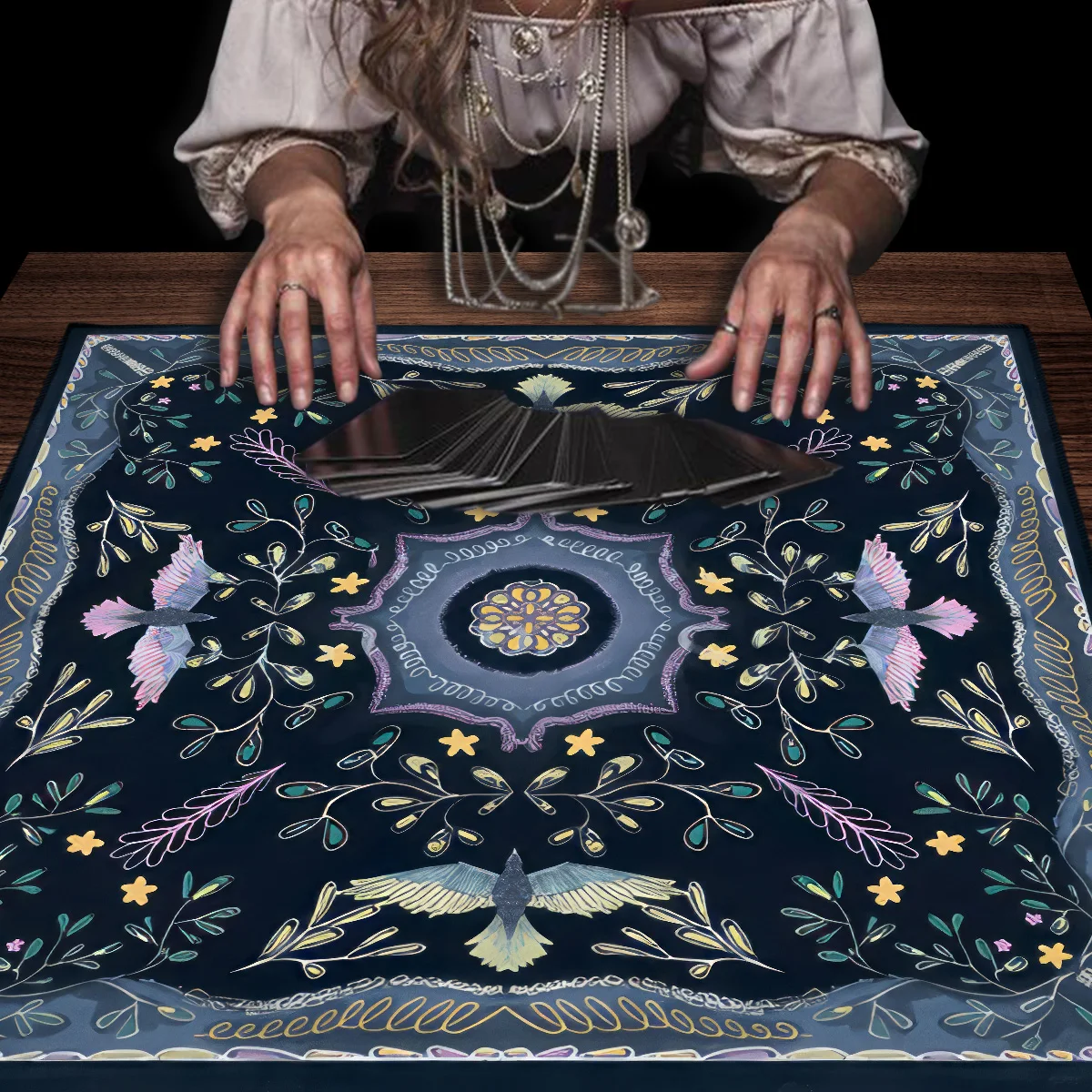 Tarots Tablecloth Floral Altar Decorations Cloth Spread Tarot Reading Cloth Ritual Cloth Board Game Card Pad Decor