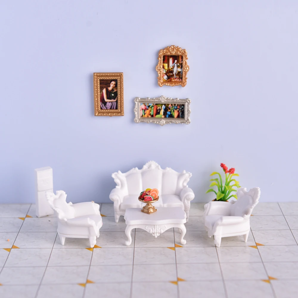 

2Sets 1:75 1:50 Miniature Sofa Set Model European-Style ABS Plastic Indoor Toys for Diy Model Making Building Landscape/Diorama