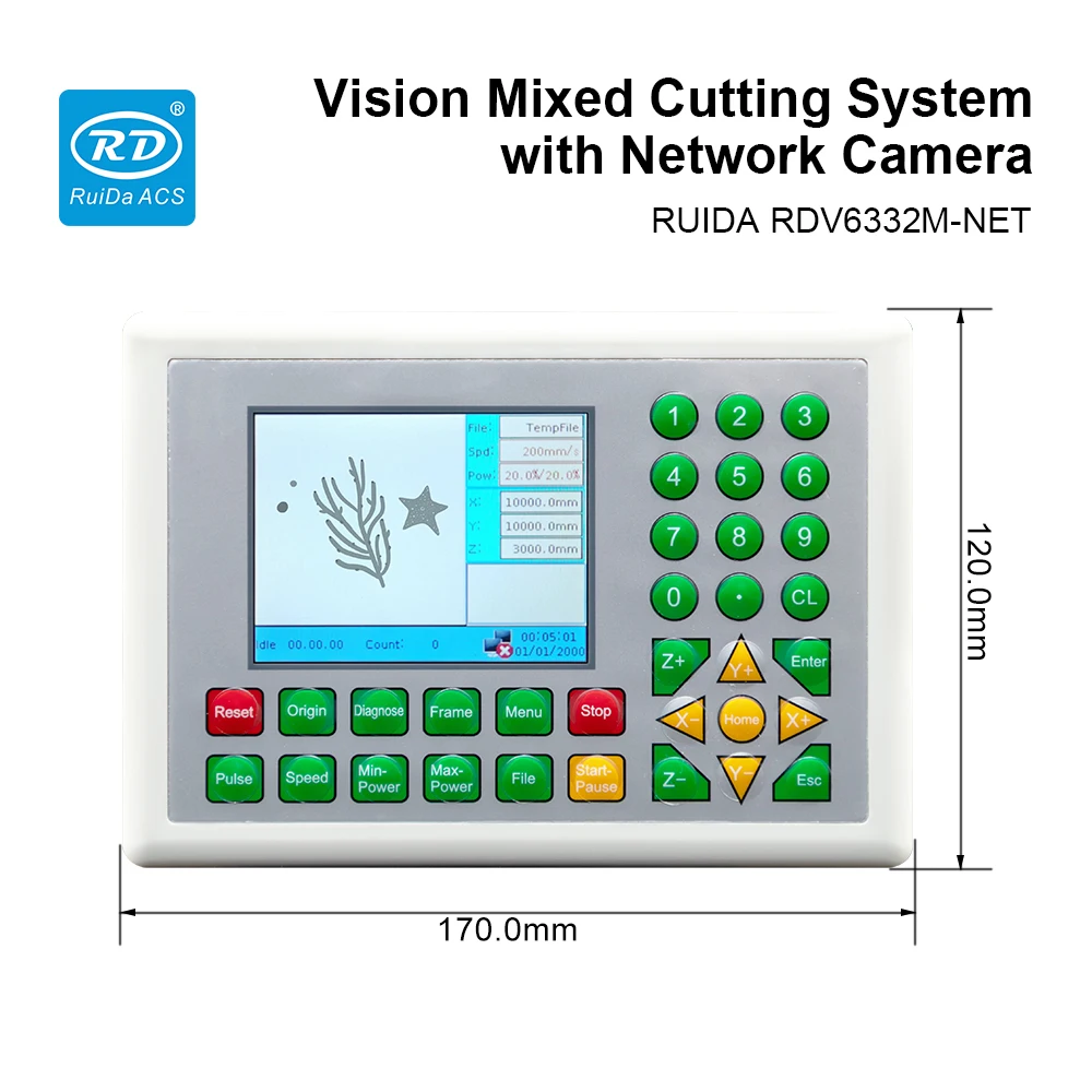 Ruida – système de caméra contrôleur Laser CO2 RDV6332M-NET, panneau de commande pour Machine de découpe et gravure Laser CO2