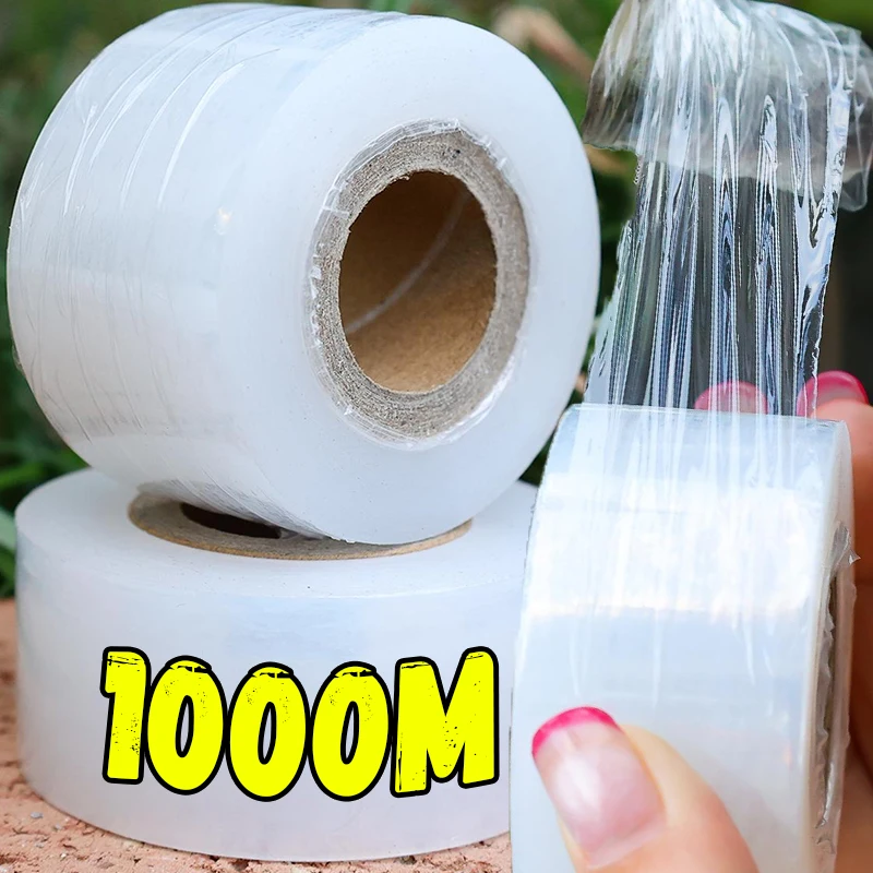 1000/200M PE Self-adhesive Transparent Grafting Film Tapes Garden Fruit Trees Seedlings Vine Tomato Plants Repair Budding Tape