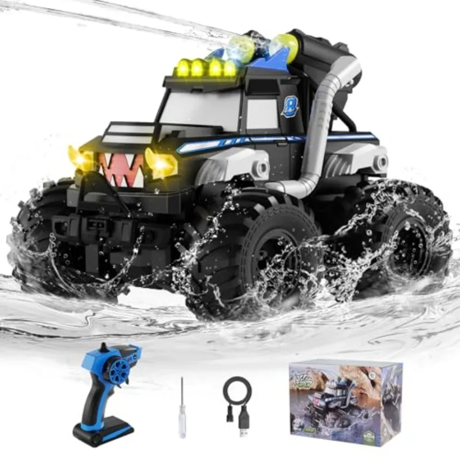 Remote Control Car For Outdoor Play, ABS Plastic, Red, Waterproof And Amphibious 1:18 Scale 2.4 GHz 4WD All-Terrain Off-Road Pi