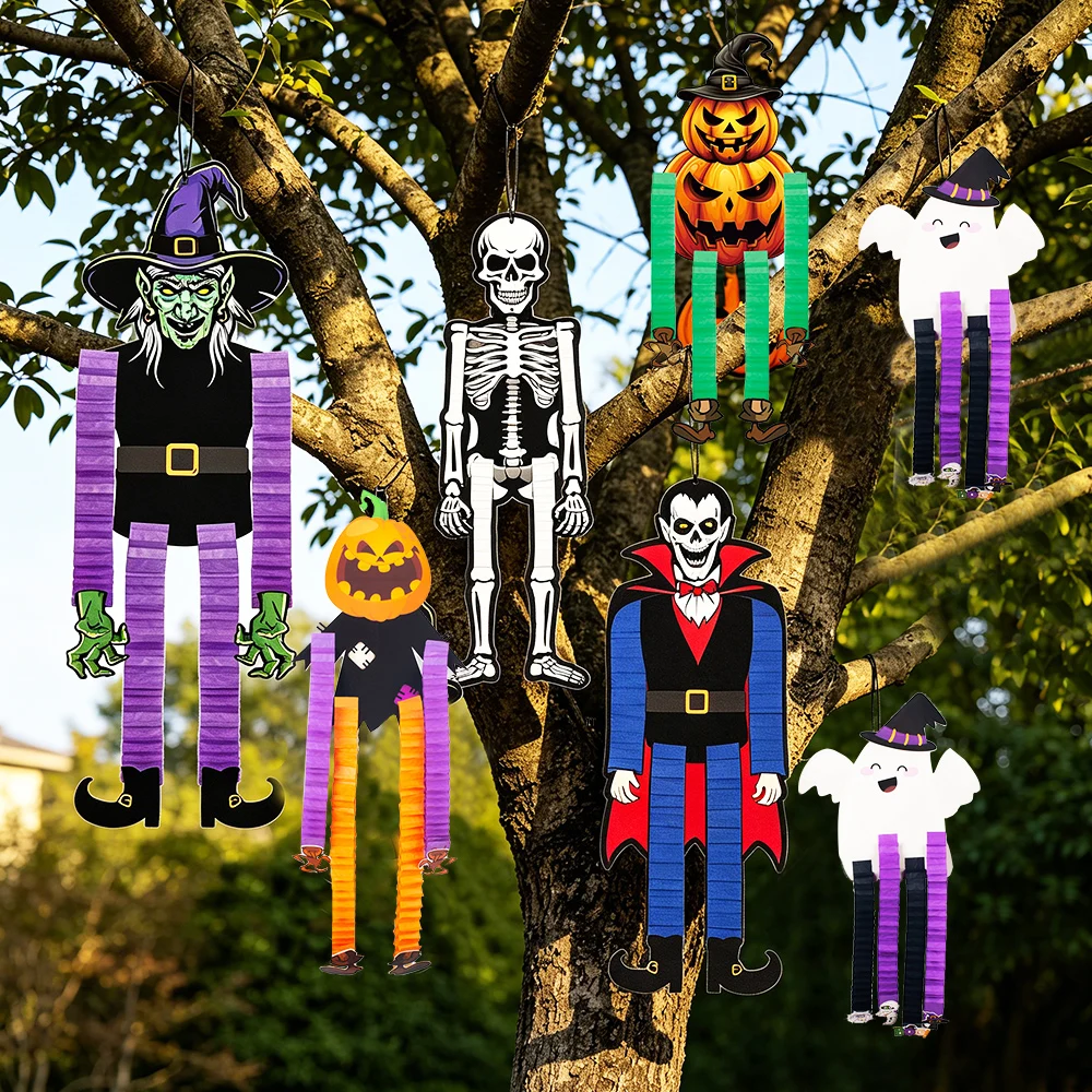 Halloween Hanging Ghosts Witch Pumpkin Decor Skeleton Vampire Door Hanging Orna…