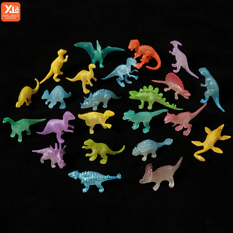 24pcs PVC Mini Luminous Dinosaurs Glow in The Dark Dino Dinosaurs Toys Treat Kids Birthday Party Favors Boy Girl Gifts