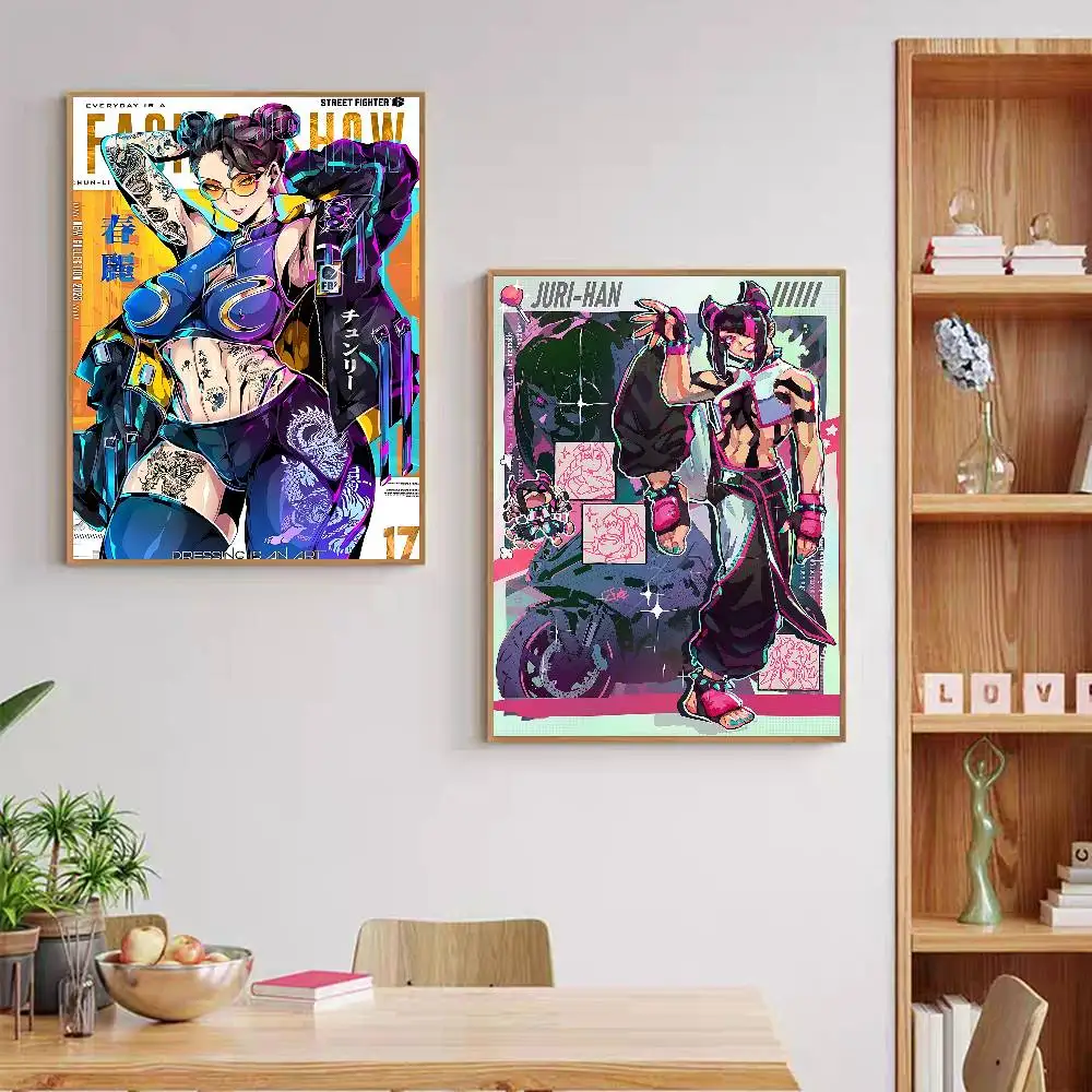 Fighting Games J-Juri Role Classic Vintage Posters Decoracion Painting Wall Art White Kraft Paper Kawaii Room Decor