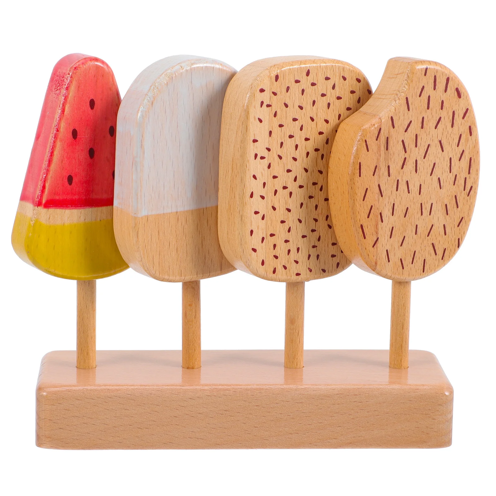 مجموعة واحدة من الآيس كريم المصاصة الخشبية، تصميم ملون مشرق، موثوق به للأطفال، دعائم صور للعب التظاهري وديكورات المطبخ المنزلية