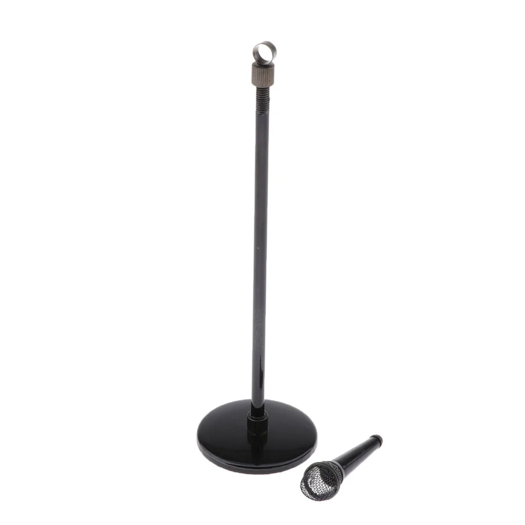 Miniature Microphone Model Metal Adjustable Stand Dollhouse 1 12 Action Figure Accessory for DIY Mini House