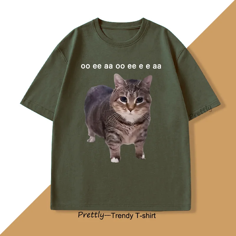 Funny Cat Lover Meme T Shirt Vintage Graphic Tee Print Casual Cotton Comfortable Round Neck Short Sleeved T-shirt Top Clothing